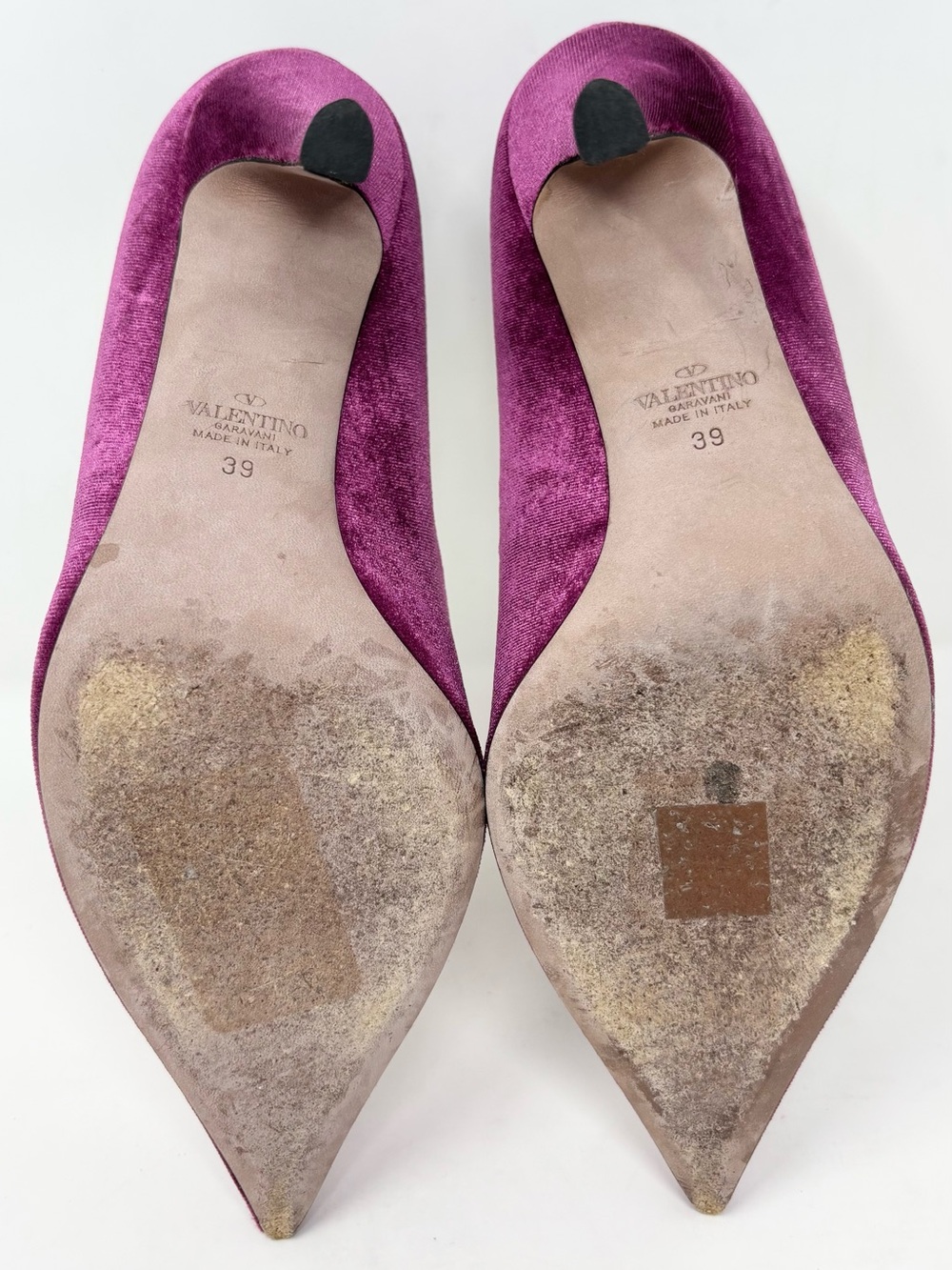 Valentino Single Rockstud Crystal Velvet Pumps Rose Violet 39 US 9 - Picture 14 of 16